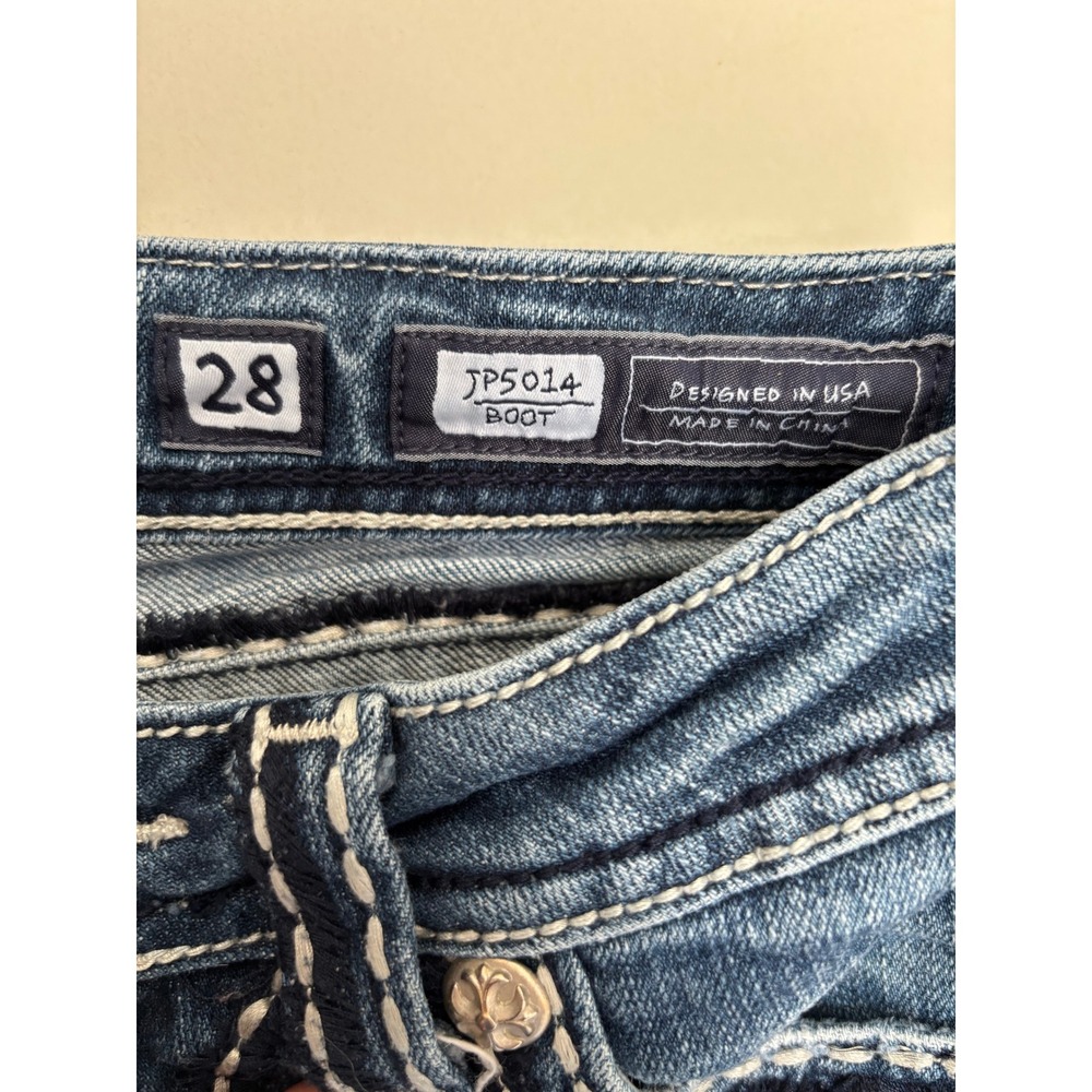 Miss Me JP5014 Boot Jeans Size 28 EUC rhinestones thick stitching - Picture 7 of 8